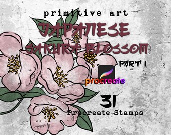 Cherry Blossom Sakura Flower Procreate Brushes, Floral Tattoo Brushset ...