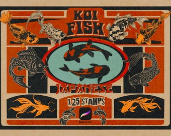 Japanese koi fish stamps for Procreate.