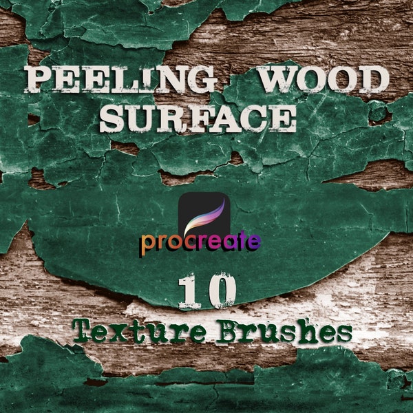 Peeling wood Procreate texture brushes. Peeling paint texture brushes. Distressed surface textures.