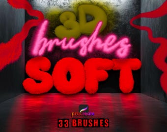 3D Soft and fluffy brushes for Procreate. Lettering brushes.