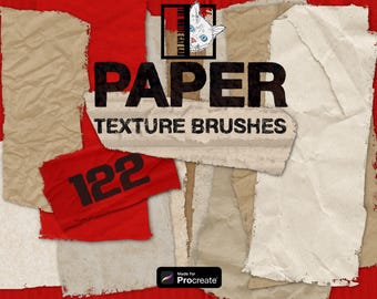 Procreate Paper Texture Brushes, 122 Realistic Vintage & Grunge Digital Paper Overlays for iPad Illustration