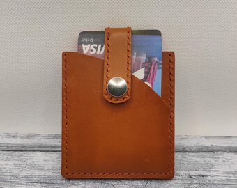 Porte-cartes en cuir, Portefeuille en cuir véritable, Porte-cartes minimaliste, Porte-cartes cousu main, Portefeuille fin en cuir, Cadeau pour lui, Cadeau pour elle