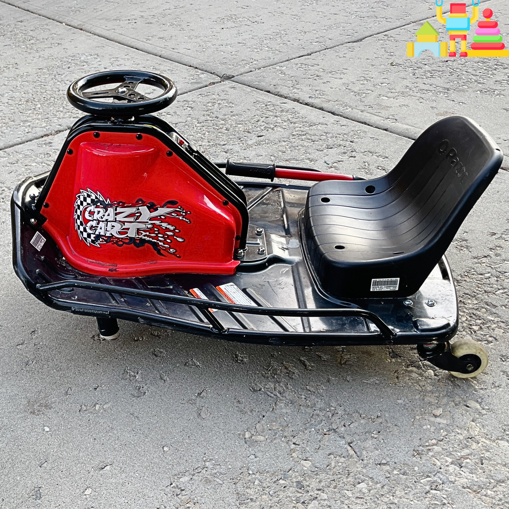 Crazy Cart 24V Electric Drifting Go Kart Variable Speed, up to 12 Mph