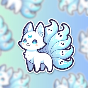 Adesivo Kitsune Spirit Fox - Adesivo in vinile fatto a mano e resistente all'acqua per laptop, notebook, bottiglie d'acqua e altro ancora