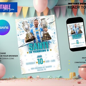 Futboll Party Invitation Editable, Party Editable Invite, Editable Canva Invitation