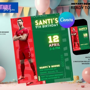 Soccer Party Invitation Editable, Football Editable Invitation, Football party favors decoration