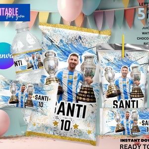 Messi Birthday Party Bundle Editable, Argentina Editable Bundle, Argentina Party Copa America