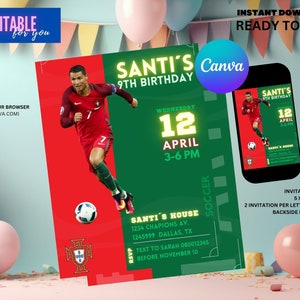 Football Party Invitation Editable, Soccer Editable Invitation, Football party favors decoration
