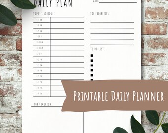 Daily Planner, Printable Planner, Printable Daily Planner, Minimalist Planner, Simple Planner, Digital Download