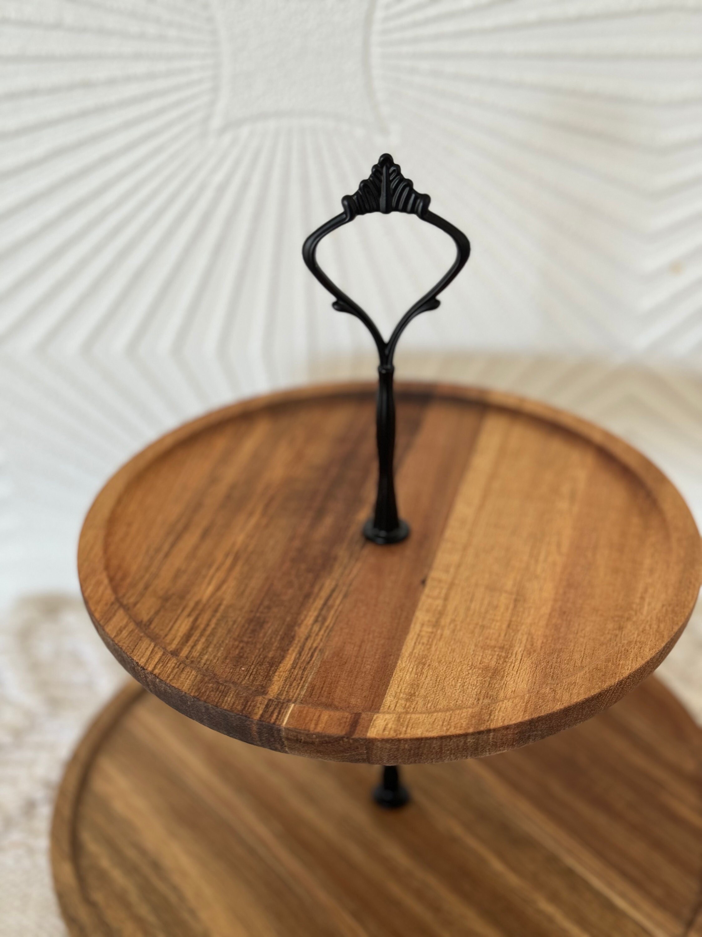Wooden Afternoon Tea Stand With Black Metal Detailing Brunch Rustic ...