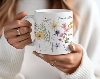 Taza flores botanica personalizada - taza personalizada - taza para mamá - regalo para mamá - regalo día de la madre - regalo para amiga