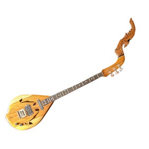 Thai Electric Acoustic Phin 3 Strings 24 frets Isarn Lao Traditional Guitar Musical Instrument Pin Mandolin Northeast Thailand A46