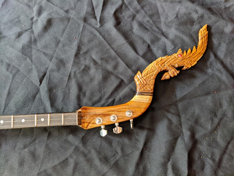Dragon String Instrument Thai Electric Acoustic Phin 3 Strings 24 Frets Isarn Lao Traditional ...
