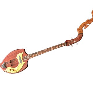 Thai Electric Acoustic Phin 3 Strings 24 frets Isarn Lao Traditional Guitar Musical Instrument Pin Mandolin Northeast Thailand A30