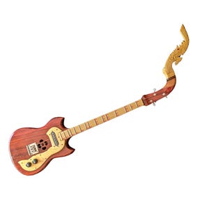 Thai Electric Acoustic Phin 3 Strings 24 frets Isarn Lao Traditional Guitar Musical Instrument Pin Mandolin Northeast Thailand A48