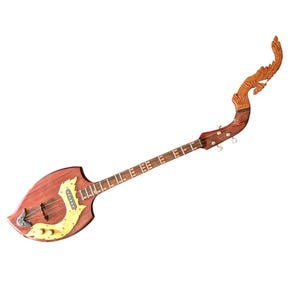 Thai Electric Acoustic Phin 3 Strings 24 frets Isarn Lao Traditional Guitar Musical Instrument Pin Mandolin Northeast Thailand A52
