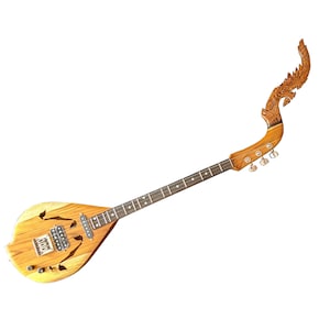 Thai Electric Acoustic Phin 3 Strings 24 frets Isarn Lao Traditional Guitar Musical Instrument Pin Mandolin Northeast Thailand A23