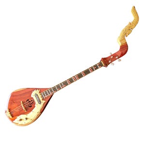 Thai Electric Acoustic Phin 3 Strings 24 frets Isarn Lao Traditional Guitar Musical Instrument Pin Mandolin Northeast Thailand A92