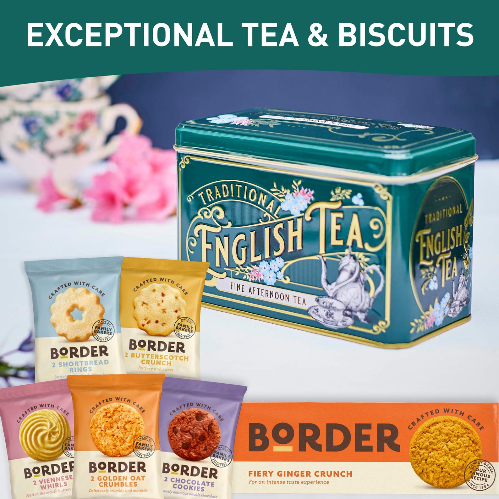 Border Biscuits Gift Set Afternoon Tea Hamper - Border Ginger Crunch ...