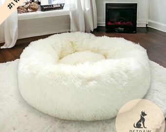 Calming Dog Bed Calming Cat Bed Cat Plush Bed Soft Round Cat Bed Warm Donut Cat Bed Fluffy Cat Bed Puppy Cat Cave Cat Nest Cat Gift Dog Gift