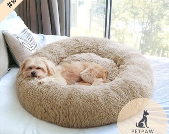 Calming Dog Bed Calming Cat Bed Cat Plush Bed Soft Round Cat Bed Warm Donut Cat Bed Fluffy Cat Bed Puppy Cat Cave Cat Nest Cat Gift Dog Gift