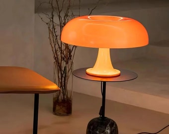 Lampada da terra per terapia della luce arancione, lampada da scrivania moderna scandinava, lanterna da comodino a fungo, stile vintage, moderno, regalo per lei, arredamento da scrivania