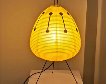 Japanese Noguchi Rice Paper Lamp - Wabi Sabi Nightlight Decor | Unique Night Light Lamps | Warm Nightlights Gift | Decorated Lighting