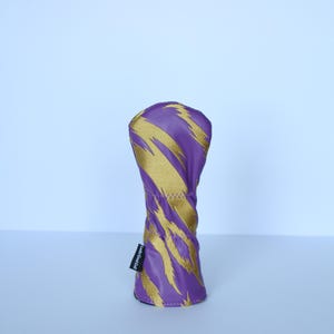 Purple and Gold Embroidered Tiger Stripe Golf Headcovers - Driver, Fairway Wood, Hybrid image 9
