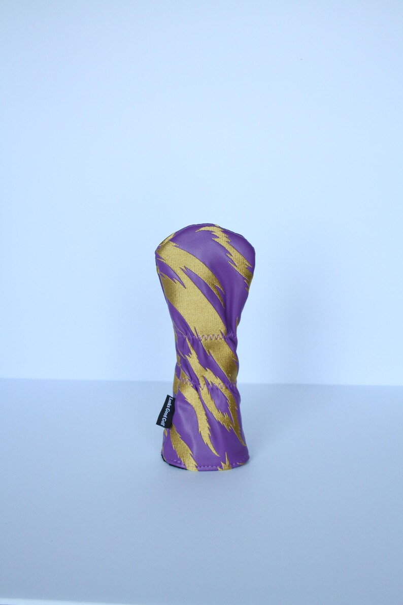 Purple and Gold Embroidered Tiger Stripe Golf Headcovers - Driver, Fairway Wood, Hybrid image 9