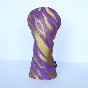 Purple and Gold Embroidered Tiger Stripe Golf Headcovers - Driver, Fairway Wood, Hybrid image 4