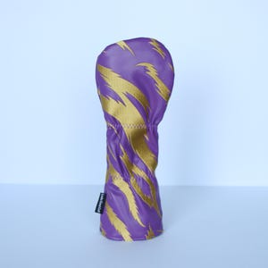 Purple and Gold Embroidered Tiger Stripe Golf Headcovers - Driver, Fairway Wood, Hybrid image 7