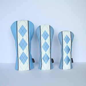 Blue Diamond Argyle Pattern Golf Headcovers - Driver, Fairway Wood, Hybrid image 2