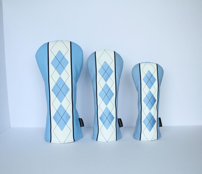 Blue Diamond Argyle Pattern Golf Headcovers - Driver, Fairway Wood, Hybrid image 2