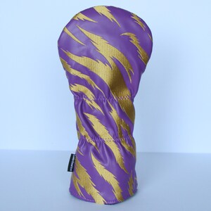 Purple and Gold Embroidered Tiger Stripe Golf Headcovers - Driver, Fairway Wood, Hybrid image 5