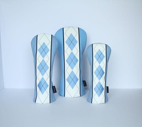 Blue Diamond Argyle Pattern Golf Headcovers - Driver, Fairway Wood, Hybrid