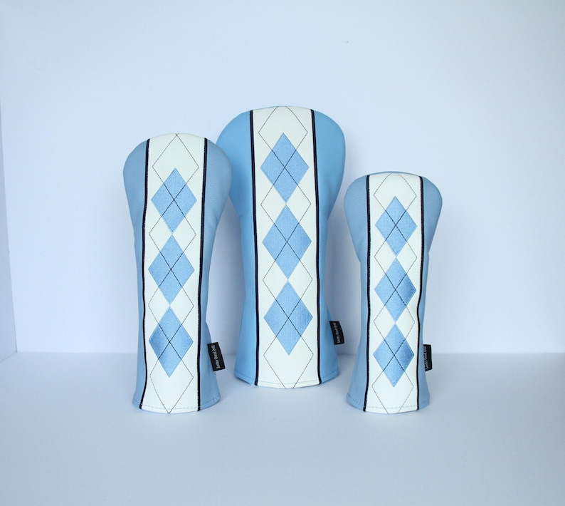 Blue Diamond Argyle Pattern Golf Headcovers - Driver, Fairway Wood, Hybrid image 1