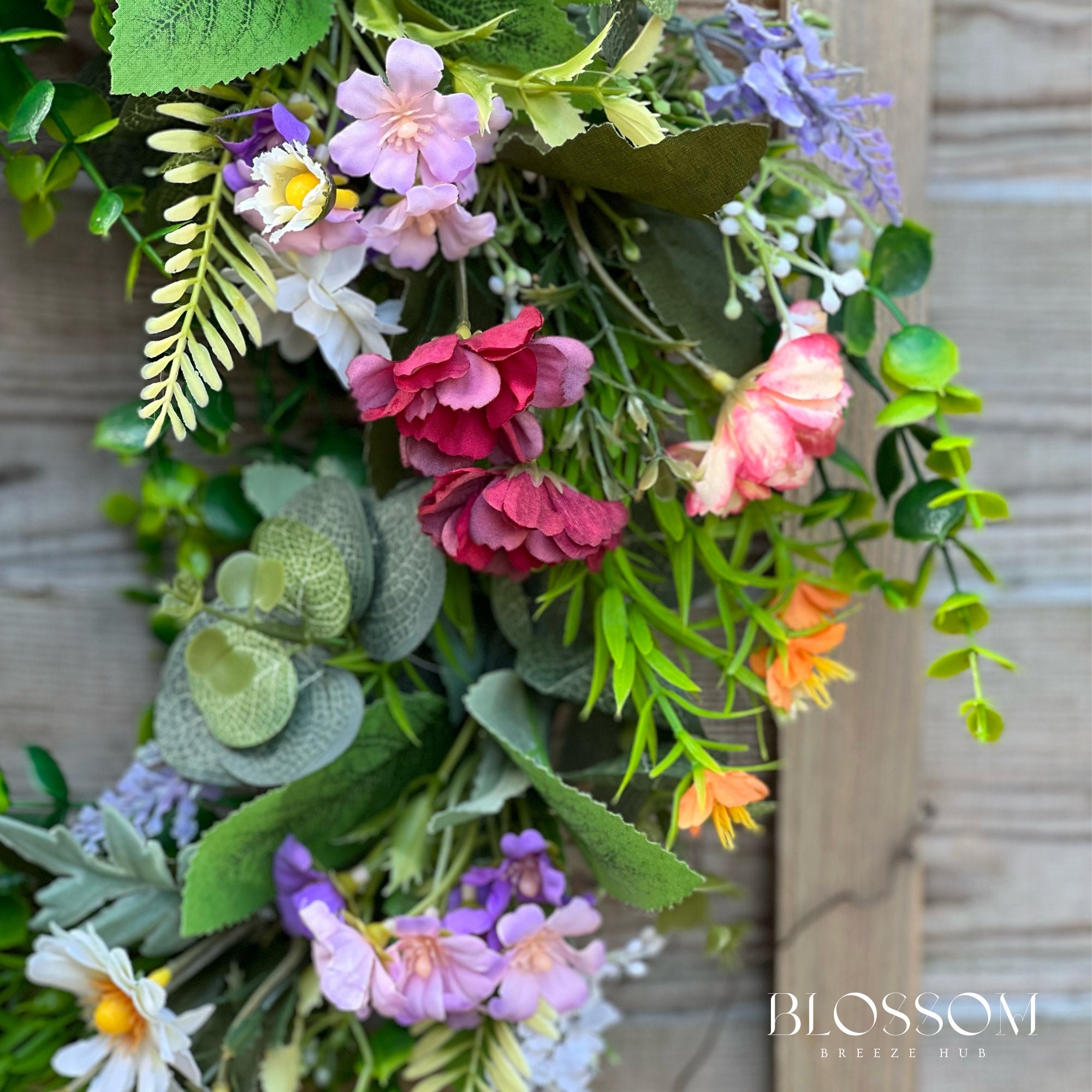 Spring Summer Door Wreath, Wildflower Wreath for Front Door, Handmade ...