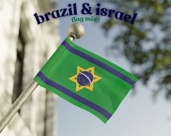 MEZCLA DE BANDERAS DE BRASIL E ISRAELÍ, Brasil e Israel, estoy con Israel, tráiganlos a casa, Israel, Brasil, Judea JewItUp
