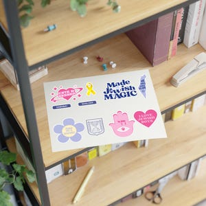 Jewish and Israeli themed Sticker Sheets, I love Jewish boys, We will dance again, Jewish Joy is Resistance, Chai, israel, jewish gift