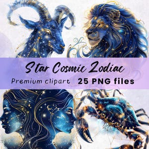 Aquarell Stern kosmisch Sternzeichen Zeichen Clipart, Horoskop, Astrologie, Celestial Witchy, mystische PNG, kommerzielle Nutzung, Sofort-Download, 300 DPI