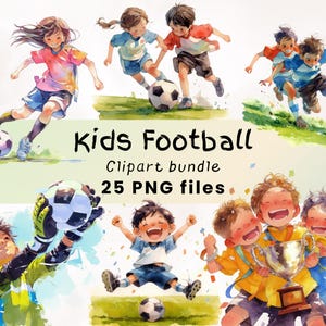 Niños jugando al fútbol en acuarela, niños lindos, fútbol, familia, habitación de niños, deporte, diversión, alegría, pasatiempo, equipo, uso comercial, 300 DPI