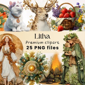 Litha Clipart, Summer Solstice, Wiccan Clipart, Wheel of the Year, Witch Clipart, Goddess Clipart, Witch Art Print, Witchy, Pagan Midsummer