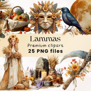 Lammas Harvest Clipart, Wiccan Clipart, Lughnasadh, Wheel of the Year, Witch Clipart, Goddess Clipart, Witch Art Print, Witchy, Pagan Autumn