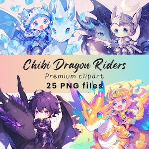 Schattige ridder en draak clipart-middeleeuwse chibi-illustraties, fantasie babydraak, grillige afdrukbare, digitale download png-bestanden voor knutselen