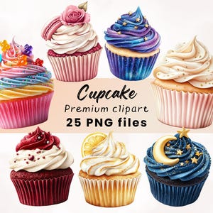 Cupcake Clipart, Cupcake PNG, Muffin Clipart, Dessert Clipart, Kuchen Clipart, Backen Clipart, Junk Journal, Scrapbook Printable, Bäckerei