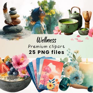 Clipart bien-être, clipart soins personnels, clipart Spa, illustration de méditation, spirituel, yoga, images de planificateur numérique, scrapbooking, amour de soi