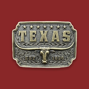 Texas longhorn cattle belt buckle, Western Cowboy belt buckle