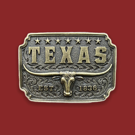 Texas longhorn cattle belt buckle, Western Cowboy 