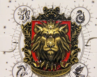 Magic School badge, wizard school house snake metal pin, Animal lion brooch
