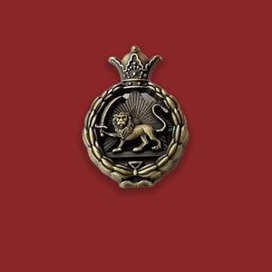 Vintage crown lion with sword brooch / pins, Lion knight